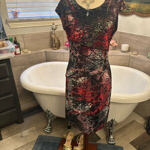 Chic Black and Red Women's Midi Dress